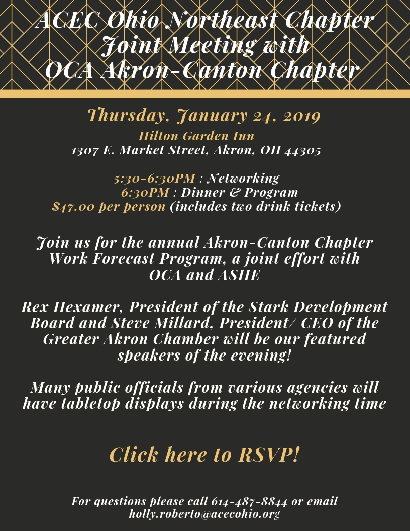 Acec Ohio Northeast Chapter Joint Meeting With Oca Akron Canton