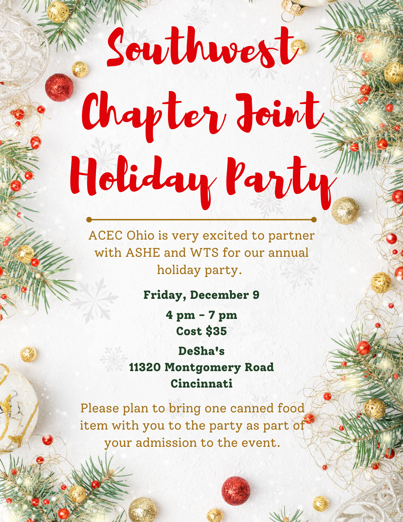 Southwest Chapter Joint Holiday Party