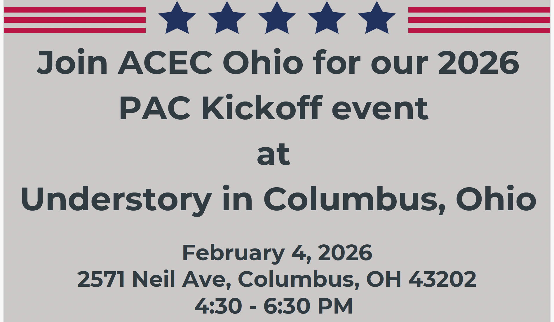 Join ACEC Ohio for the 2026 PAC Kickoff Event